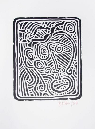 Keith Haring Lithograph, Stones #2, 1989