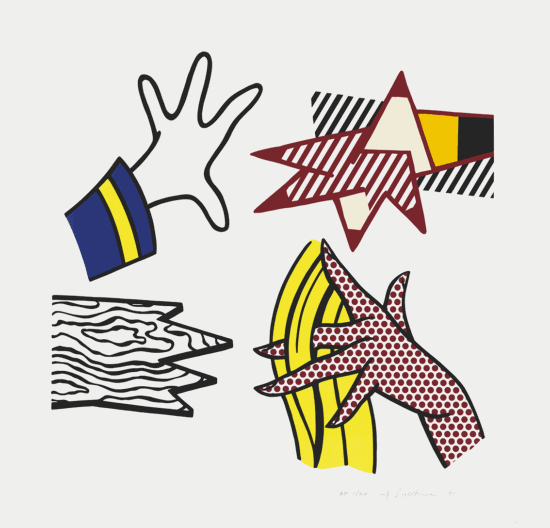 Roy Lichtenstein Lithograph, Study of Hands, 1981