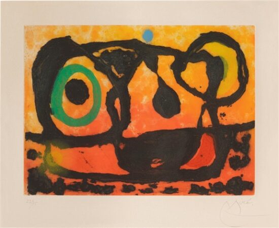 Joan Miró Aquatint, Tête au Soleil Couchant (Head to the Setting Sun), 1967