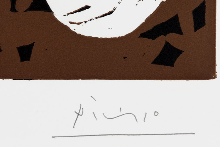 Pablo Picasso signature, Tête de Bouffon, Carnaval (Jester's Head, Carnival), 1965