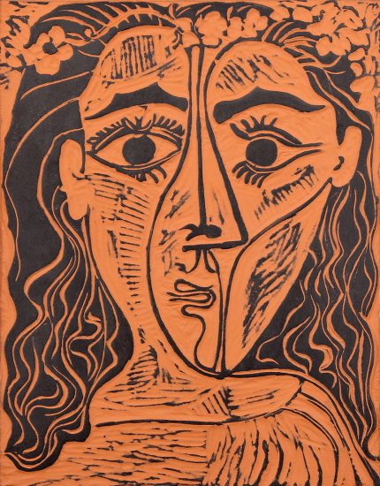 Pablo Picasso Ceramic, Tête de femme à la couronne de fleurs (Woman’s Head with Crown of Flowers), 1964, A.R. 522