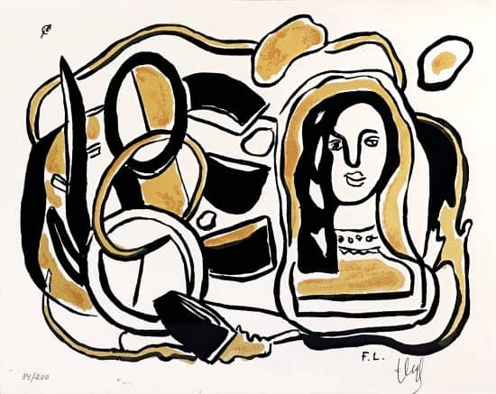 Fernand Léger Screen Print, Tête de femme avec composition (Head of a Woman with Composition), 1954