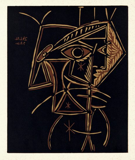 Pablo Picasso Linocut, Tête de femme (Head of a Woman), 1959-60
