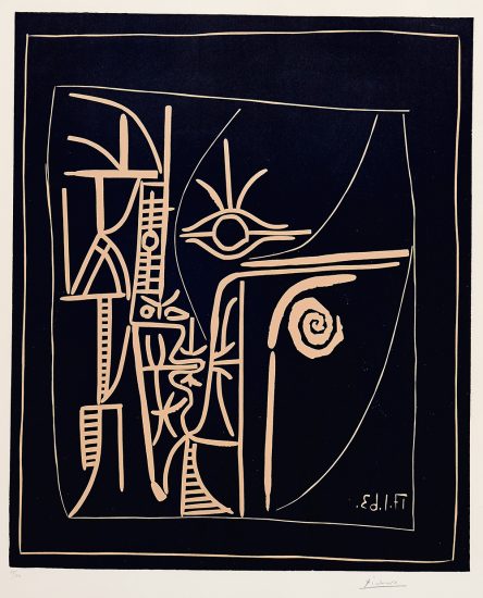 Pablo Picasso Linocut, Tete (Head), 1963