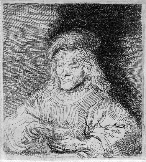 Rembrandt Etching, The Card Player, c. 1641