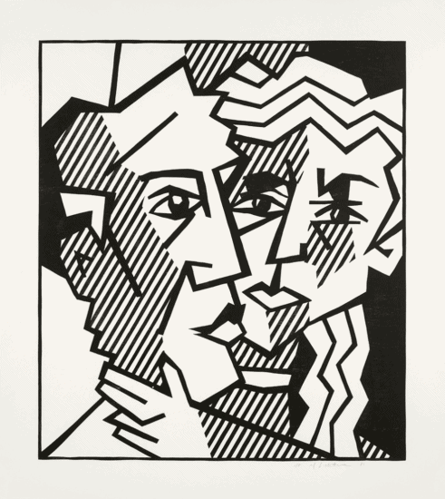 Roy Lichtenstein Woodcut, The Couple (Black State), 1981