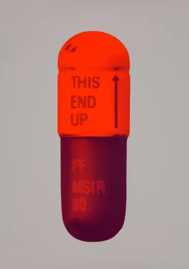 Damien Hirst Screen Print, The Cure (battleship grey, fizzy orange, berry), 2014