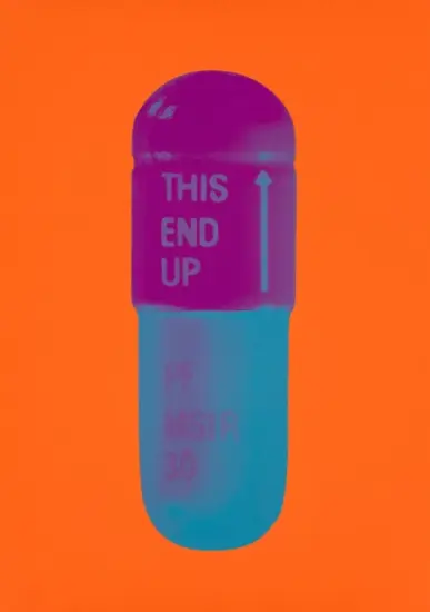 Damien Hirst Screen Print, The Cure (bright orange, orchid, air force blue), 2014