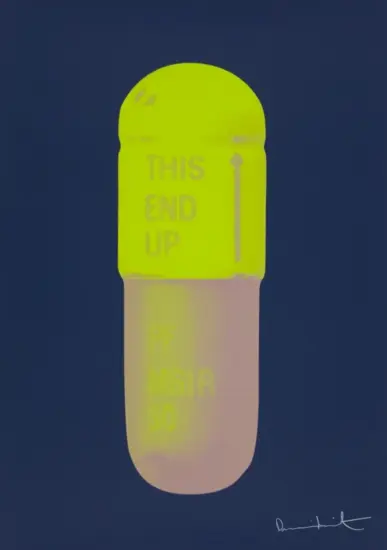 Damien Hirst Screen Print, The Cure (midnight blue, neon green, fizzy pink), 2014