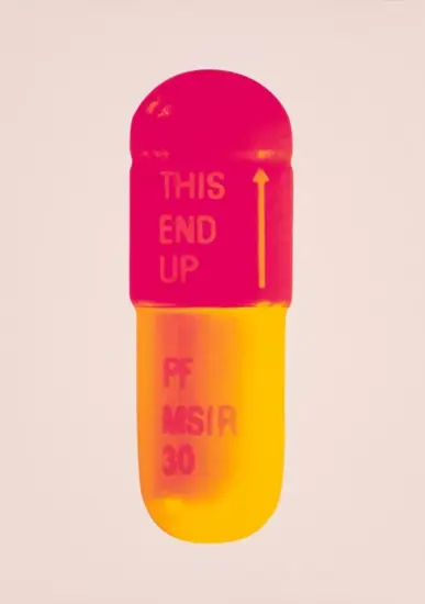 Damien Hirst Screen Print, The Cure (powder pink, lollypop red, golden yellow), 2014