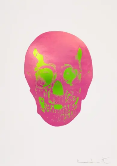 Damien Hirst Foil, The Dead (loganberry pink, lime green), 2014