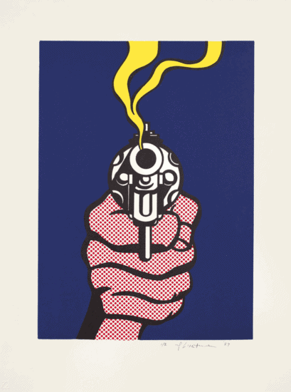 Roy Lichtenstein Lithograph, The Gun in America, 1989