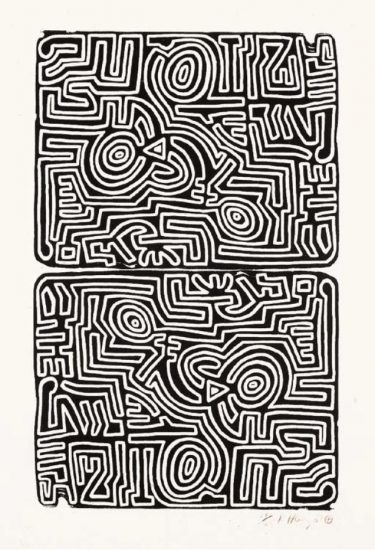 Keith Haring Lithograph, The Labyrinth, 1989