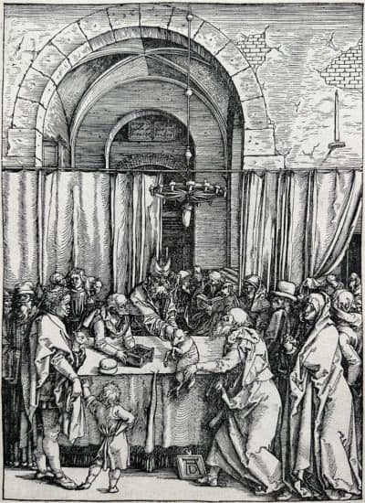 Albrecht Dürer Woodcut, The Rejection of Joachim's Offering, from The Life of the Virgin, c. 1504