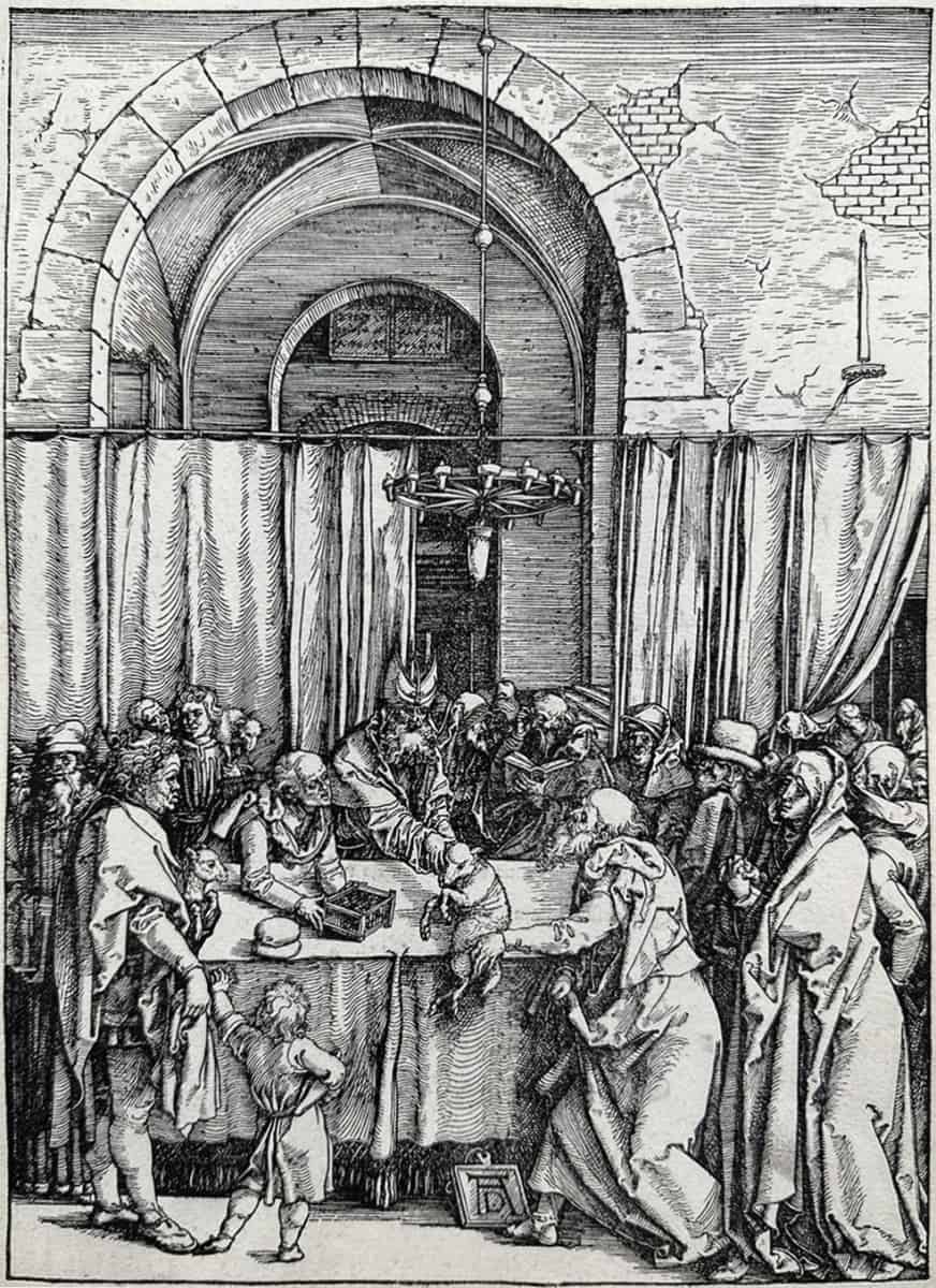 Albrecht Dürer etching, The Rejection of Joachim's Offering, from The Life of the Virgin, c. 1504