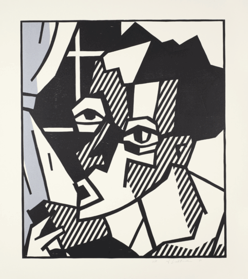 Roy Lichtenstein Woodcut, The Student (Black State), 1981