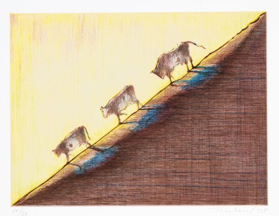 Wayne Thiebaud Drypoint, Three Cows, 1991
