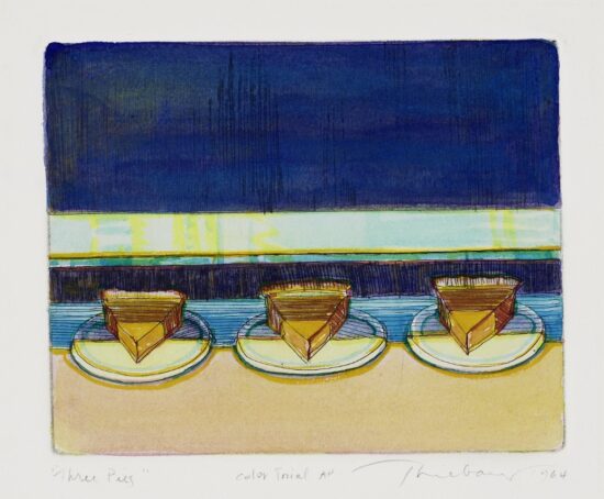 Wayne Thiebaud Etching, Three Pies, 1964