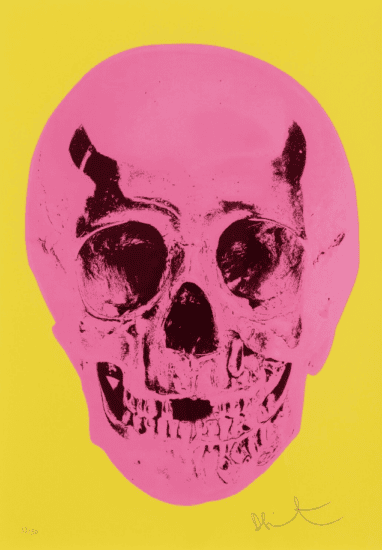 Damien Hirst Screen Print, Till Death Do Us Part (heaven lemon yellow pigment, pink, chilli red), 2012