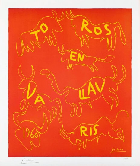 Pablo Picasso Linocut, Toros en Vallauris, 1960