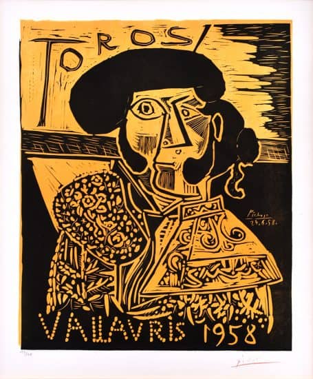 Pablo Picasso Linocut, Toros Vallauris, 1958