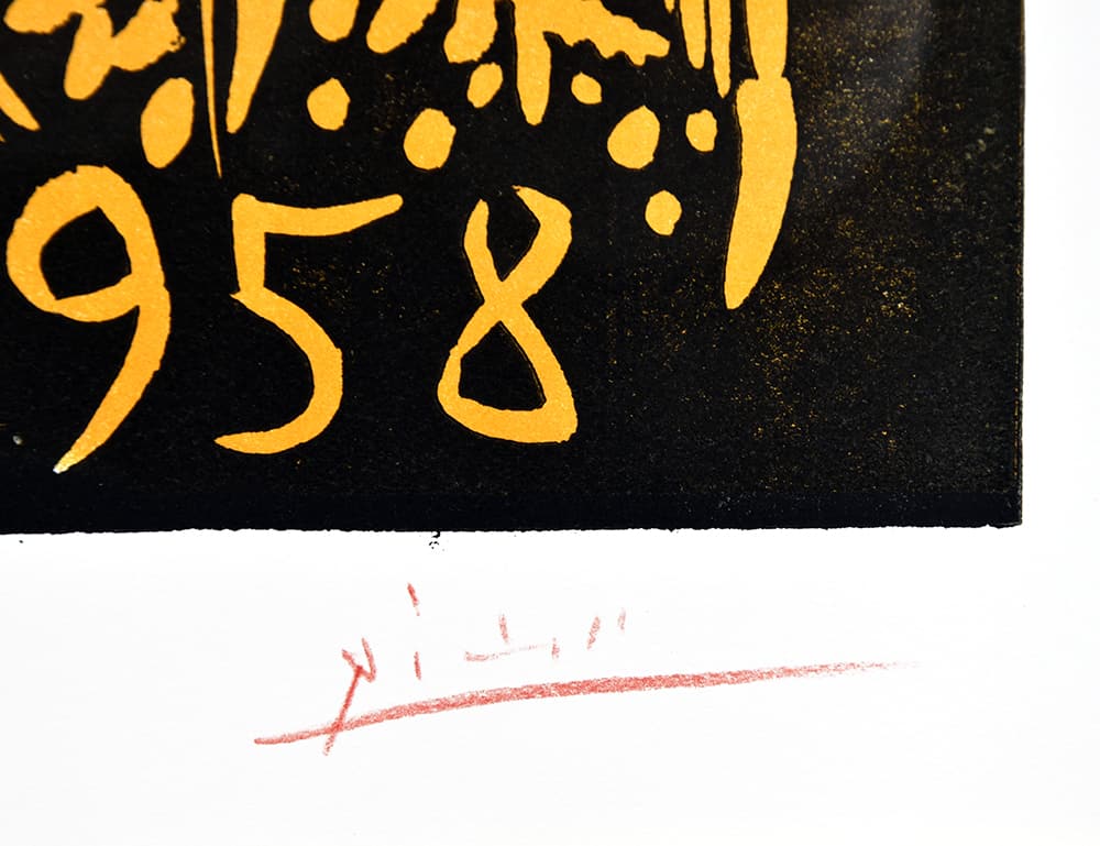 Pablo Picasso signature, Toros Vallauris, 1958