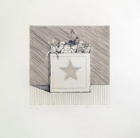 Wayne Thiebaud Etching and Aquatint, Toy Box, 2002