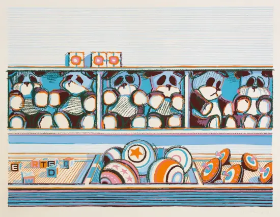 Wayne Thiebaud Screen Print, Toy Counter, from Seven Still Lifes and a Rabbit, 1971