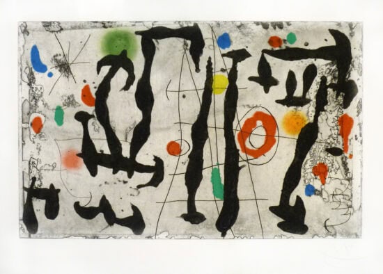 Joan Miró Etching and Aquatint, Tracé Sur La Paroi IV (Trace on the Wall IV), 1967