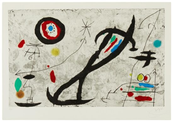Joan Miró Etching and Aquatint, Tracé Sur La Paroi V (Trace on the Wall V), 1967