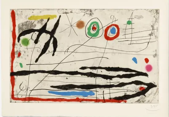Joan Miró Etching and Aquatint, Tracé Sur La Paroi I (Trace on the Wall I), 1967