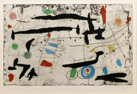 Joan Miró Etching and Aquatint, Tracé Sur La Paroi II (Trace on the Wall II), 1967