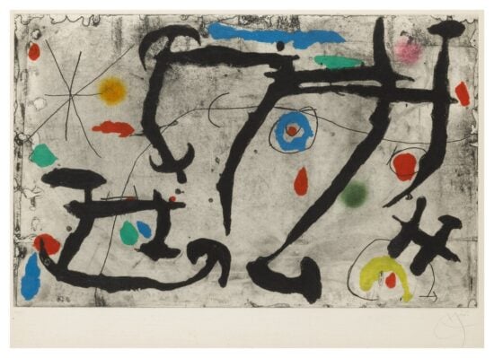 Joan Miró Etching and Aquatint, Tracé Sur La Paroi III (Trace on the Wall III), 1967