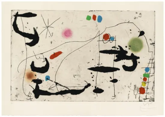 Joan Miró Etching and Aquatint, Tracé Sur La Paroi VI (Trace on the Wall VI), 1967