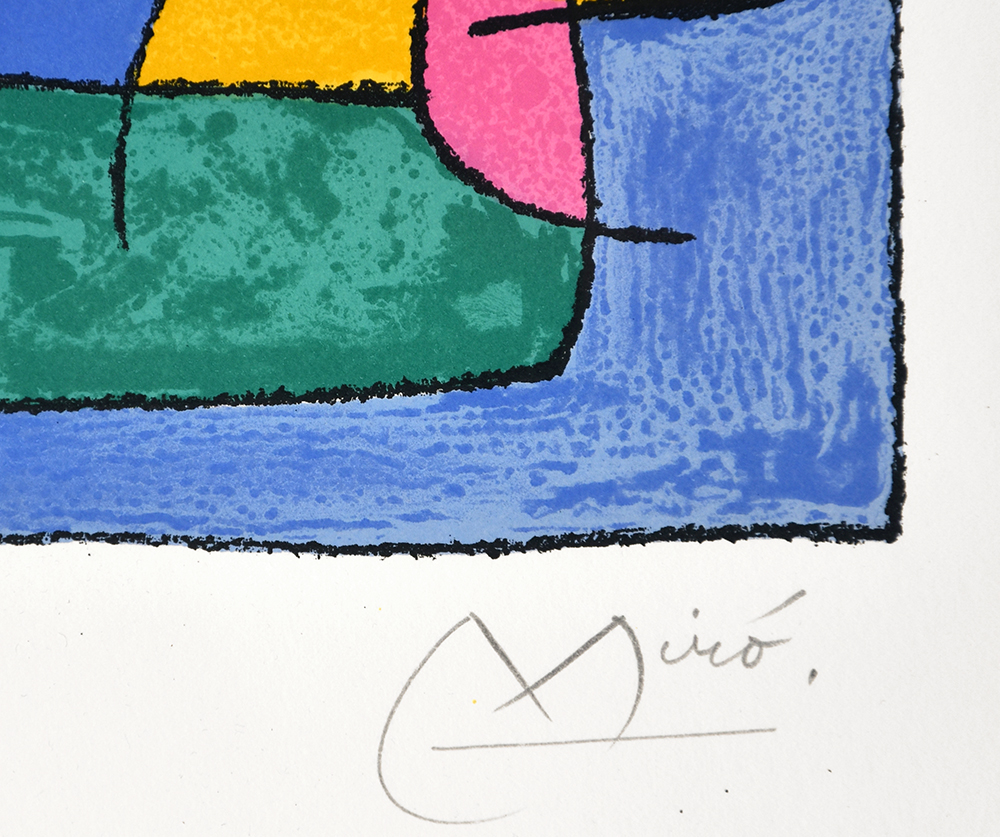 Joan Miró signature, Ubu Roi (King Ubu) from Suites pour Ubu Roi, 1966