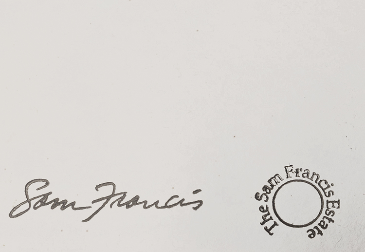 Sam Francis signature, Untitled, 1977