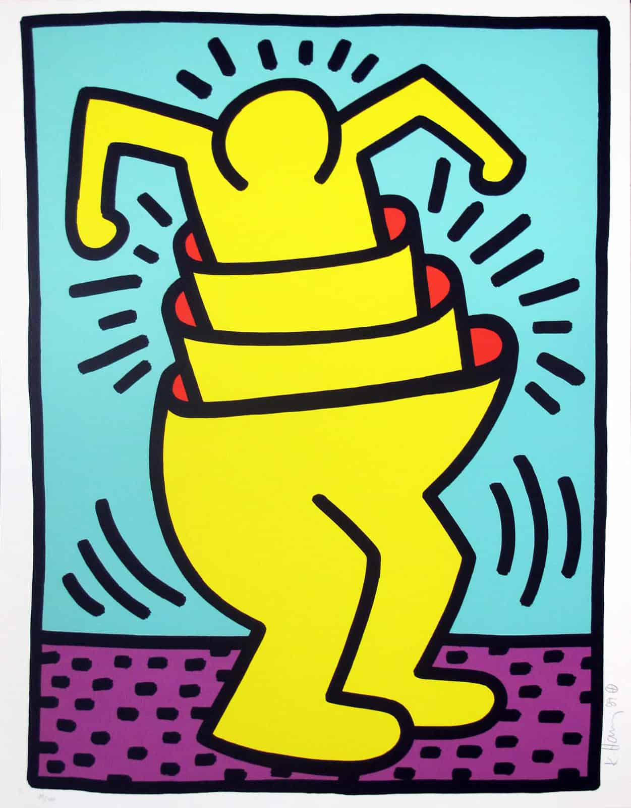Keith Haring dancing figure in Untitled (Cup Man), 1989