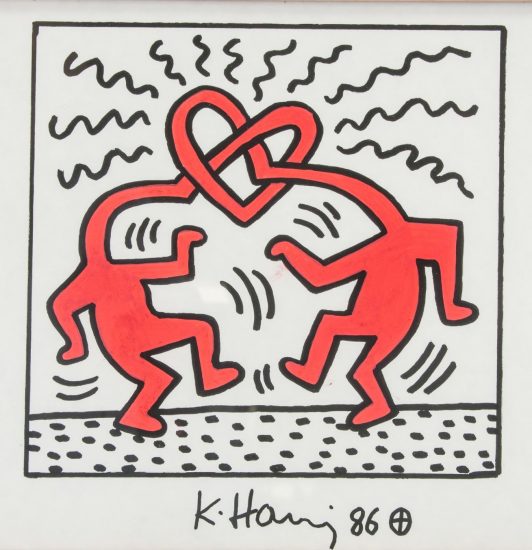 Keith Haring Silkscreen, Heart of Heads, 1989