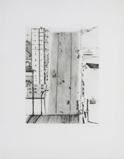 Wayne Thiebaud Drypoint, Wide Downstreet, 1985