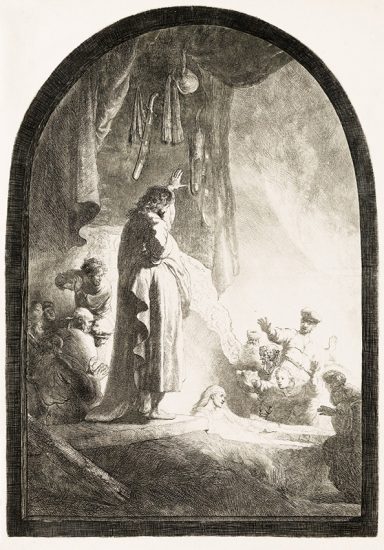 Rembrandt Etching, The Raising of Lazarus, c. 1632