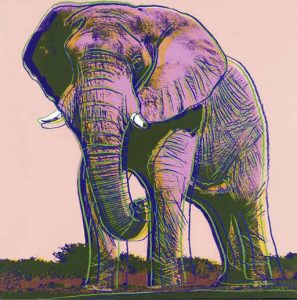 Andy Warhol Screen Print, African Elephant, Endangered Species Series, 1983