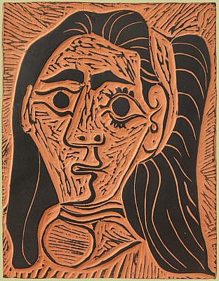 pablo picasso ceramic plaque Femme au Cheveux Flous (Fluffy-haired Woman), 1964