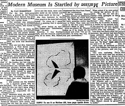 Moma Hung Matisse Gouache Painting Upside Down For Days