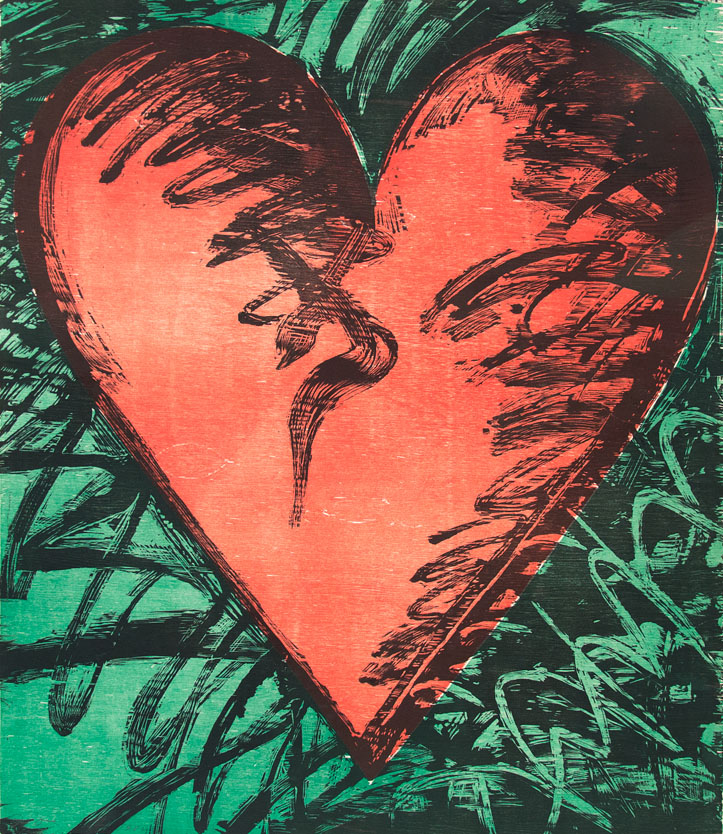 Jim Dine Woodcut Rancho Woodcut Heart for Sale by Masterworks Fine Art Gallery