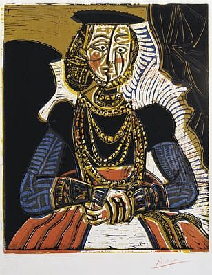 Pablo Picasso Linocut Portrait of a Woman after Cranach the Younger 1958 for Sale by Masterworks Fine Art Gallery