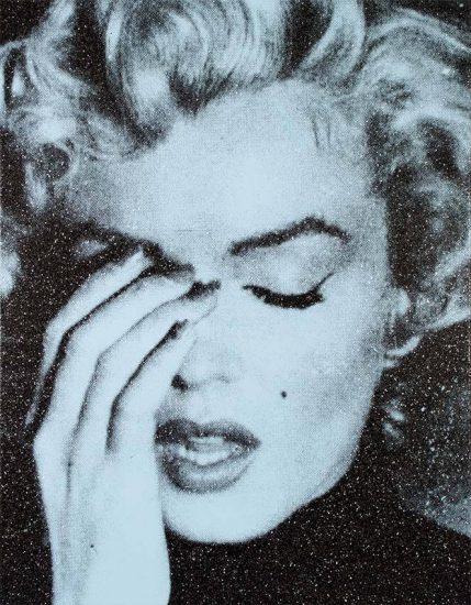 Russell Young Silkscreen, New York Crying Marilyn (Alice Blue + Black), 2014